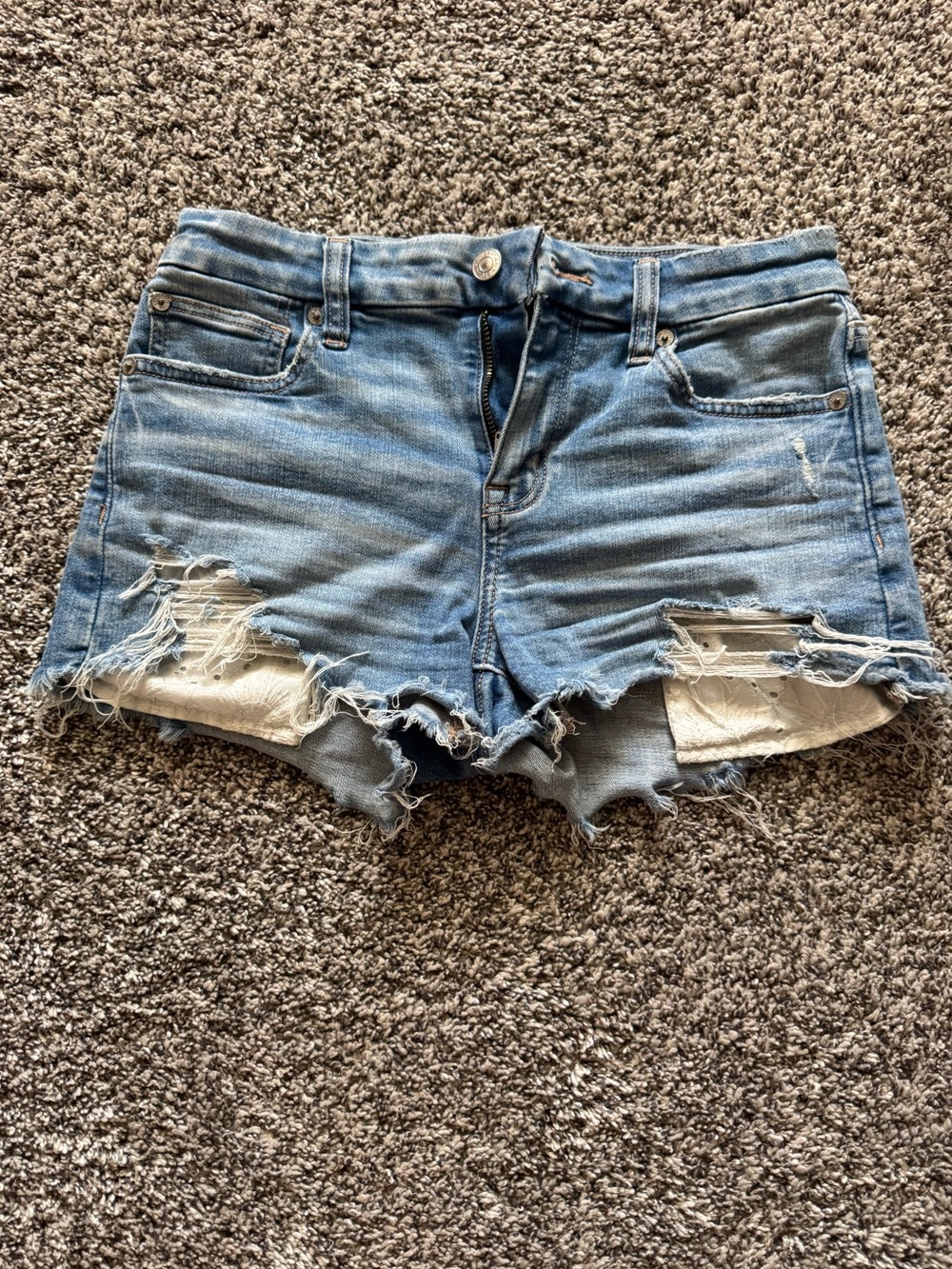 American Eagle Outfitters Light Blue Distressed Denim Shorts